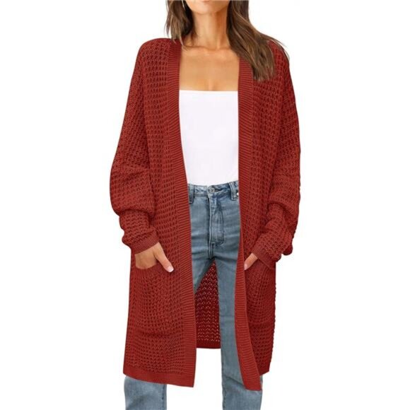 Women's 2024 Fall Long Batwing Sleeve Sweater Rust - Picture 1 of 6